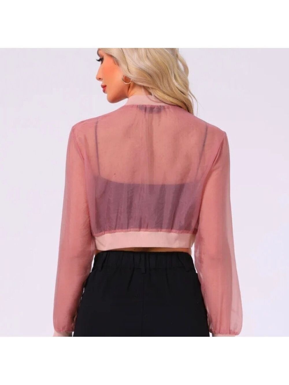 Allegra K Sheer Pink Blouse